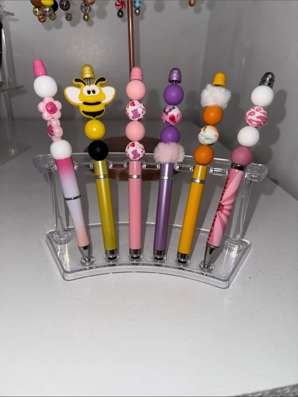 Colorful Beaded Ballpoint Pen Set - Multicolor Decorative Pens for Home Office